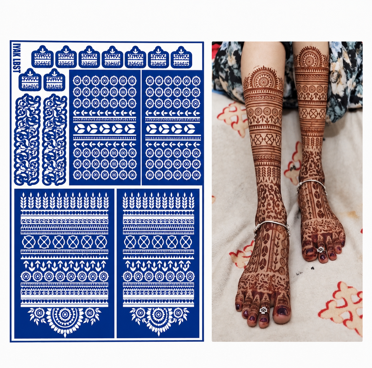 Semi Bridal Leg Mehindi Sticker LBS1 (Only Sticker)
