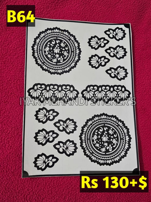 Semi Bridal B64 Mehindi Sticker (Only Sticker)