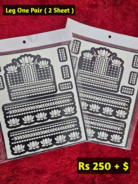 Semi Bridal Leg Mehindi Sticker L1 (Only Sticker)
