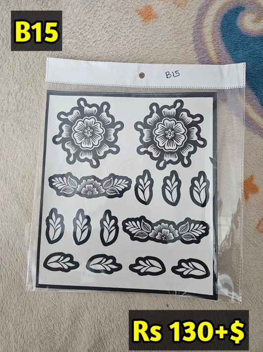Semi Bridal B15 Mehindi Sticker(Only Sticker)