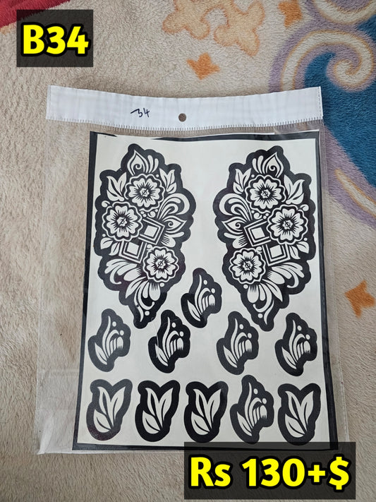 Semi Bridal B34 Mehindi Sticker(Only Sticker)